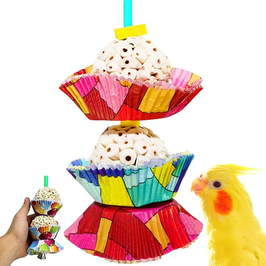 Bonka Bird Toys 1932 Two Cake - Medium-Sized, Natural Sola Balls, Colorful Shreddable Parrot Cage Toy