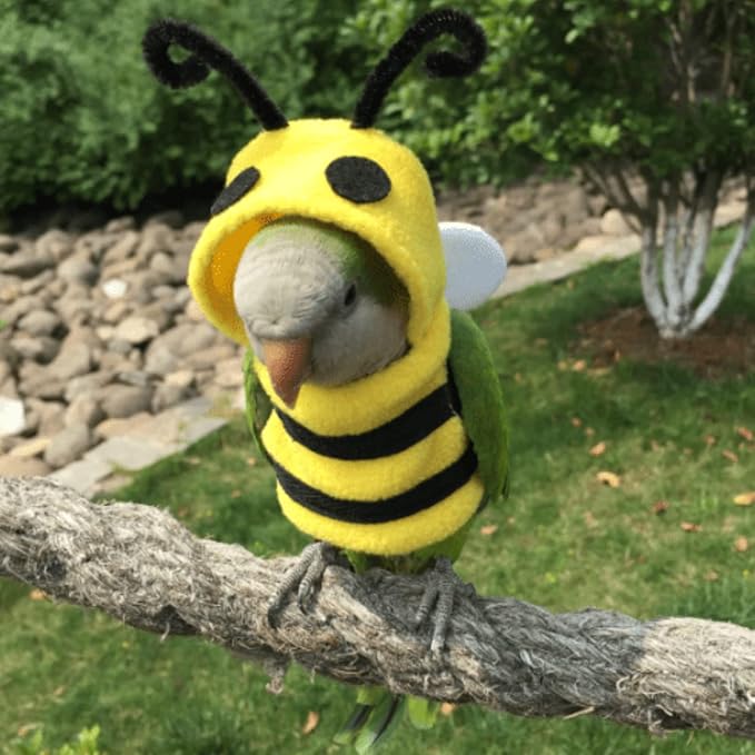 Bird Bee Shape Cosplay Photo Prop for Parrots Lovebird Budgie Parakeet Cockatiel Sun Conure, Small Animals Apparel (X-Large)