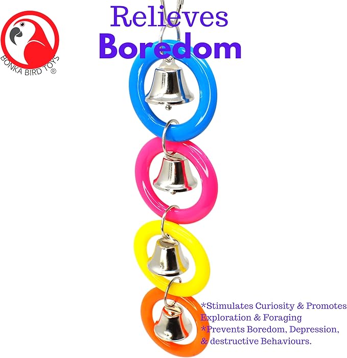 Bonka Bird Toys 945 4 Ring A Ding Bird Toy African Grey Budgie Parakeet Cockatiel Lovebird Cage Parrot Toys