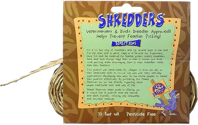 Planet Pleasures Shredders Straight Natural Bird Toy, 1" x 30' Roll