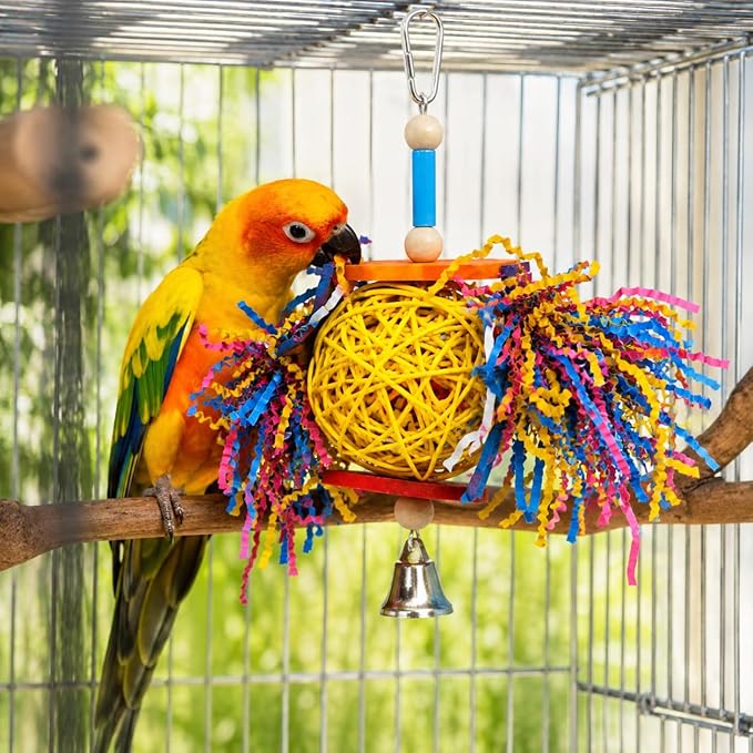 Bonka Bird Toys 1839 Foraging Star 7" High by 8" Wide, Medium Parrot Chew Shred Forage Cage Toy, Conure, Pionus, Quaker, and Similar Birds