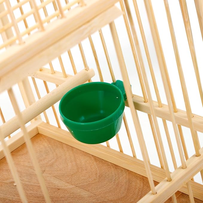 Kisangel Bamboo Bird Cage Small Parrot Cage with Hanging Hook Indoor Outdoor Bird Keeping 9.84X7.87X9.84 Inches for Budgies Lovebirds Cockatiels