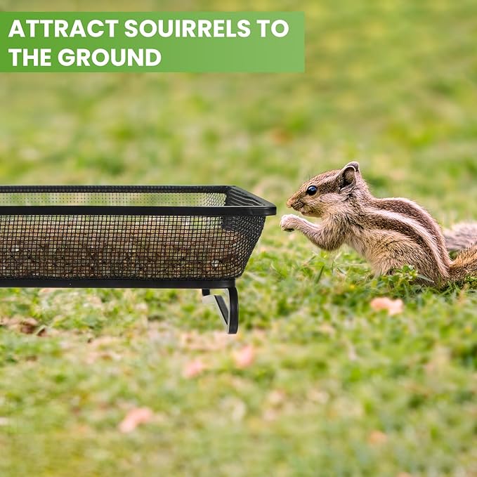 4 Pcs Ground Bird Feeder Tray 6.9 x 6.9 x 2.2 Inches, Metal Platform Mesh Seed Tray for Bird Feeders, Great Attracting Garden Yard Decoration for Wild Birds Squirrels Dove
