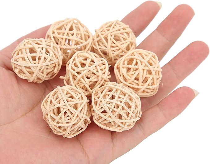 Rattan Balls, 10PCS Parrot Wicker Balls Bird Toy, 3CM Natural Parakeet Chewing Toys Decorative