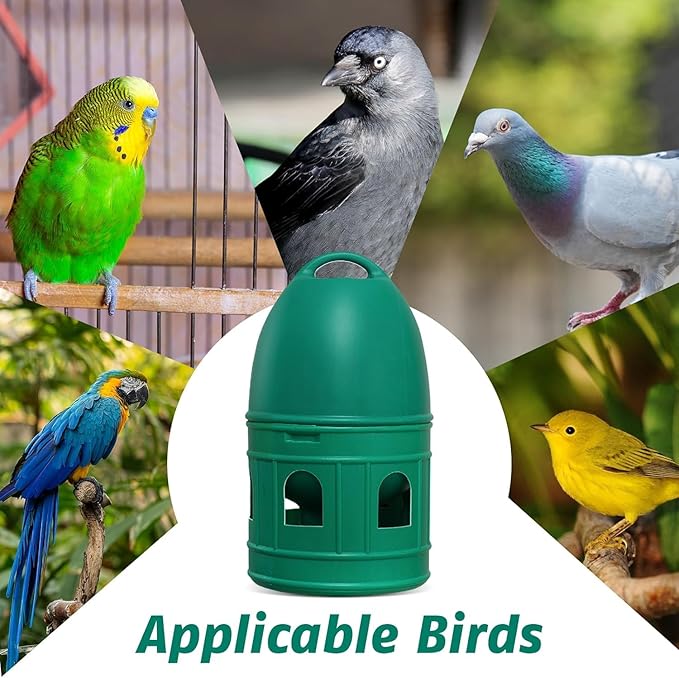 Bird Water Drinker/Quail Parakeet Dove Parrot Pigeon Water Dispenser Feeder with Hanging Handle/Bird Cage Accessories Waterer Large Capacity/, Green 5L