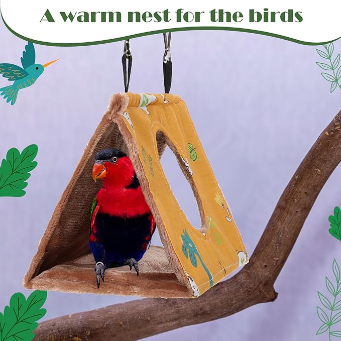 2 Pcs Winter Bird Warm Nest House Bird Bed for Cage, Hanging Hammock, Plush Fluffy Shed Birds Hideaway 6.7 x 3.9 x 4.3 Inch Sleeping Bed Fuzzy for Budgies, Lovebird, Parrot, Parakeets, Cockatiel