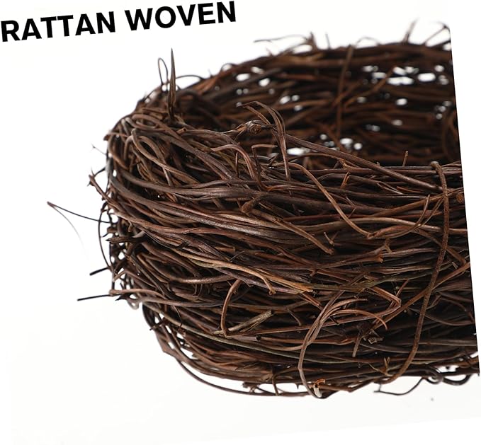 SUPVOX 4pcs Rattan Bird Nest Decorations Faux Birds Nests for Easter Crafts Decor Photography Props Hand Woven Country Style for Parties and Creative Projects