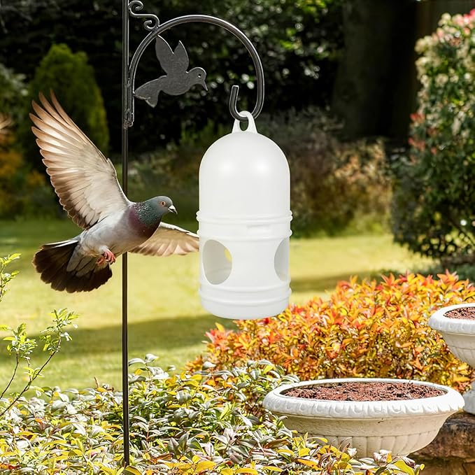 2Pcs Bird Water Dispenser Pigeon Water Feeder with Detachable Design Three Hole Drinking Automatic Food Outlet Lightweight White 9.45 Inch for Pigeons Parrots