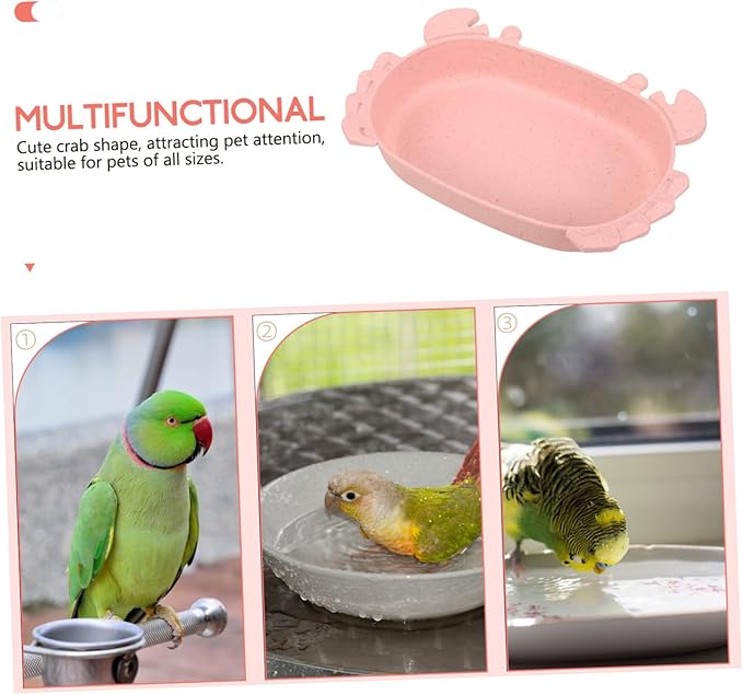 Parakeet Bath Tub for Cage Crab Themed Accessory with Non Slip Base for Parrots and Outdoor Birdcage Bathtub for Parrot Parakeets Cockatiels Canary