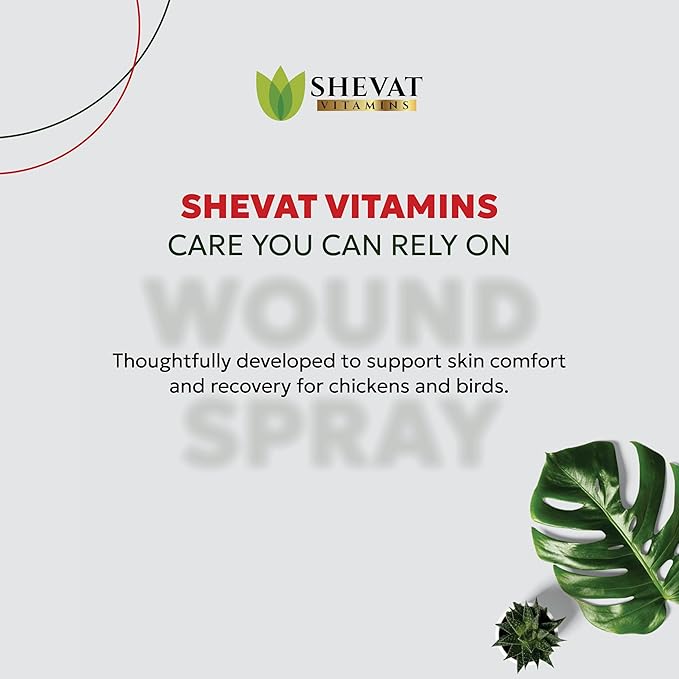 SHEVAT VITAMINS Silver Wound Spray for Chickens & Birds – Gentle Skin Relief for Scrapes, Cuts, Rashes & Irritation – Non-Stinging, Alcohol-Free, Safe for Feathers & Skin – 120ml (4oz)