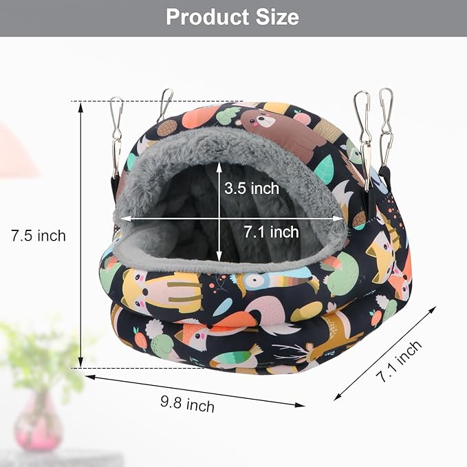 Bird Nest House Winter Warm Bird Bed Hanging Hammock Snuggle Hut for Parakeets Budgies Cockatiels Conures Quaker Parrot (Medium, Black)