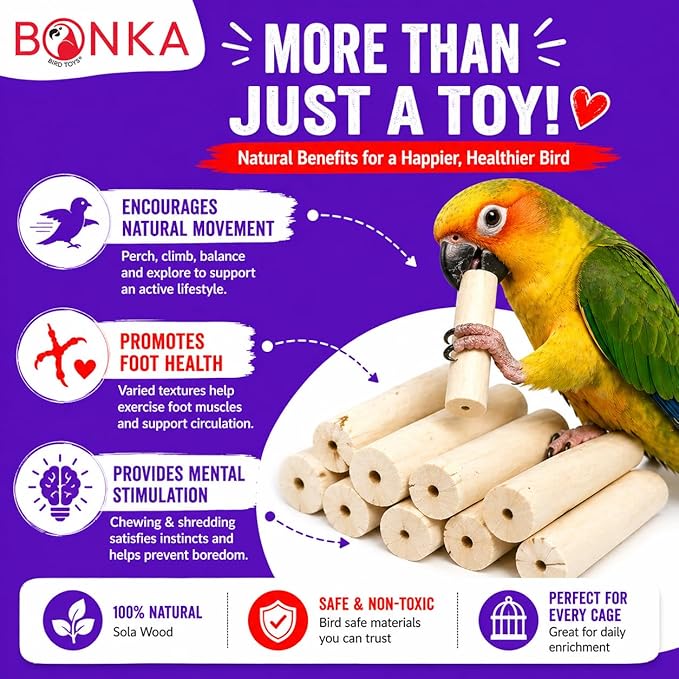 1288 Pk6 Natural Sola Stick Bonka Bird Toys Soft Forage Chew Parrot Parrotlet Budgie Finch Macaw