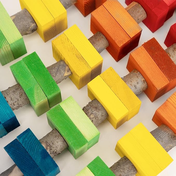 23.6"x13.7",2.17",Wooden Block 2.76" Macaw Toys,Parrot Toys for Large Birds,Large Bird Toys for Macaws,Amazon Parrots,African Grey,Provides an Ideal Place for Your Bird to chew and Climb