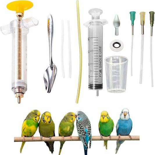 Bird Feeding Syringe Set,Parrot Syringe Feeder with Feeding Spoon and Tubes,Baby Bird Feeding Syringe Manual Tools for Pigeons Parrots Small Animals Feed Liquid Milk Medicine (Clear 20ML+50ML)