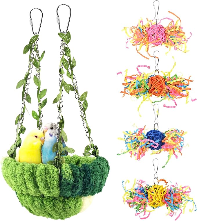 KATUMO Conure Nest, Bird Breeding Bed Cockatiel Snuggle Nest Parakeet Swing Bed for Small Pets, Size Large