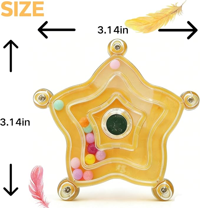 Spinning Bird-Toys Bird Cage Toys & Bird Perch Parrot-Parakeet Budgie Cockatiel Conure Macaw Chicken Parrot Enrichment Cage Accessories Small Animal Chewing Toy (Yellow Star)