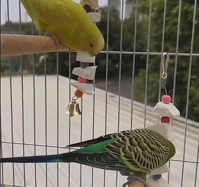 3 Pack Bird Toys with Cuttlebone - Calcium Chew Toys & Grinding Stone for Parakeets, Budgies, Cockatiels, Lovebirds - Promotes Beak Health & Prevents Destructive Chewing