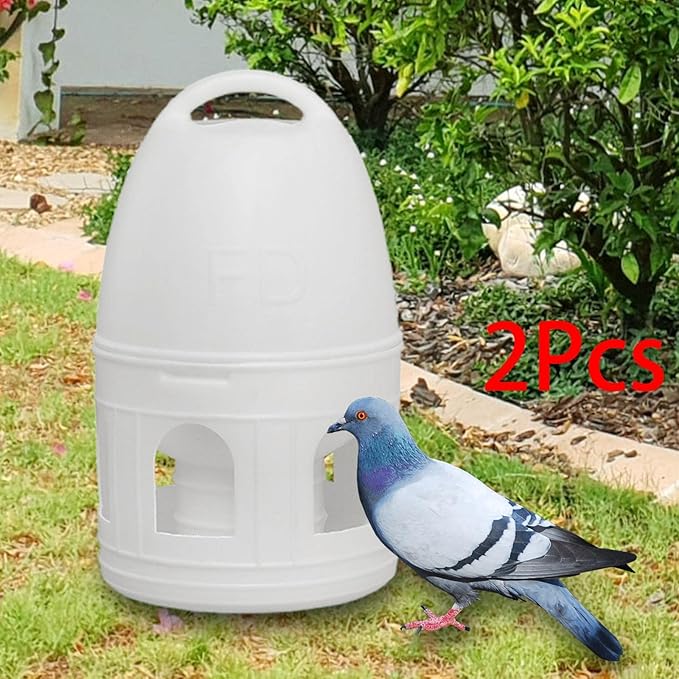 Fenteer 2X Bird Water Drinker, Parakeet Dove Parrot Duck Pigeon Water Dispenser Automatic Feeder, Large Capacity Waterer with Hanging Handle.