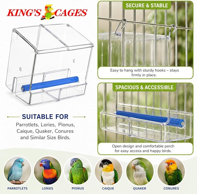 Bonka Bird Toys Seed No Mess Bird Feeder Parrot Cage Accessory Seed Treat Enclosure Pet, Canary, Parrotlet, Budgies, and Similar Breed Sizes