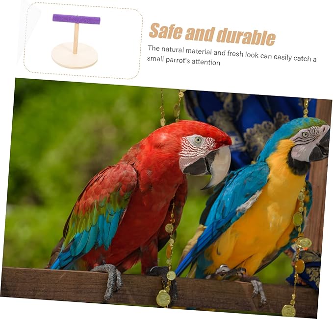 VANZACK Decorative Parrot Perch Platform Natural Wooden Bird Stand for Parrots Parakeets Sturdy Durable Accessory to Enhance Pet Environment and Curiosity