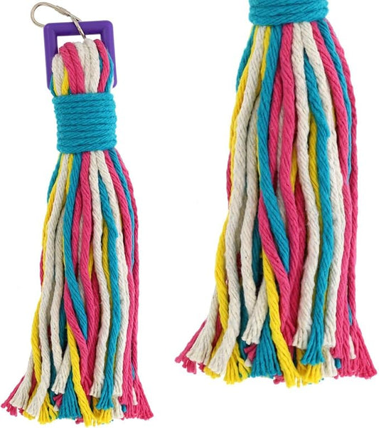 Sweet Feet & Beak Cotton 2x8” Bird Rope Toy - Colorful Parrot Chew Toys for Shredding & Chewing - Engaging & Stimulating Bird Toys for Parrots, Small Birds - Cage Accessories