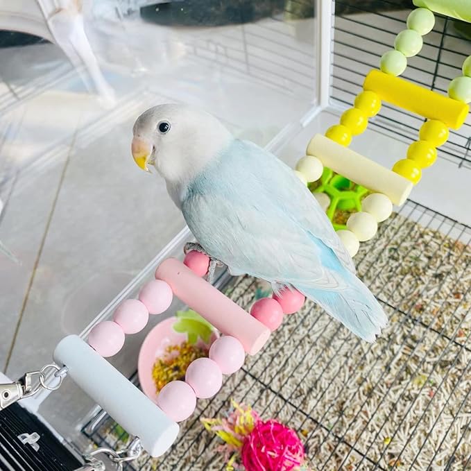 Bird Parrot Toys Ladders Swing Chewing Toys Hanging Pet Bird Cage Accessories Hammock Swing Toy for Small Parakeets Cockatiels, Lovebirds, Conures, Macaws, Lovebirds, Finches (Small: 6 Ladders)