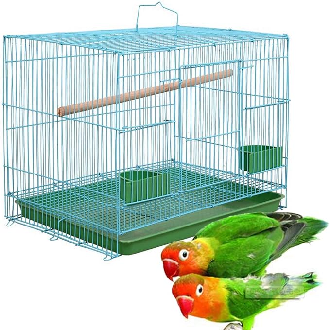 Wire Rectangular Small Cage for Small Birds and Canaries Rekord Equipped Feeders