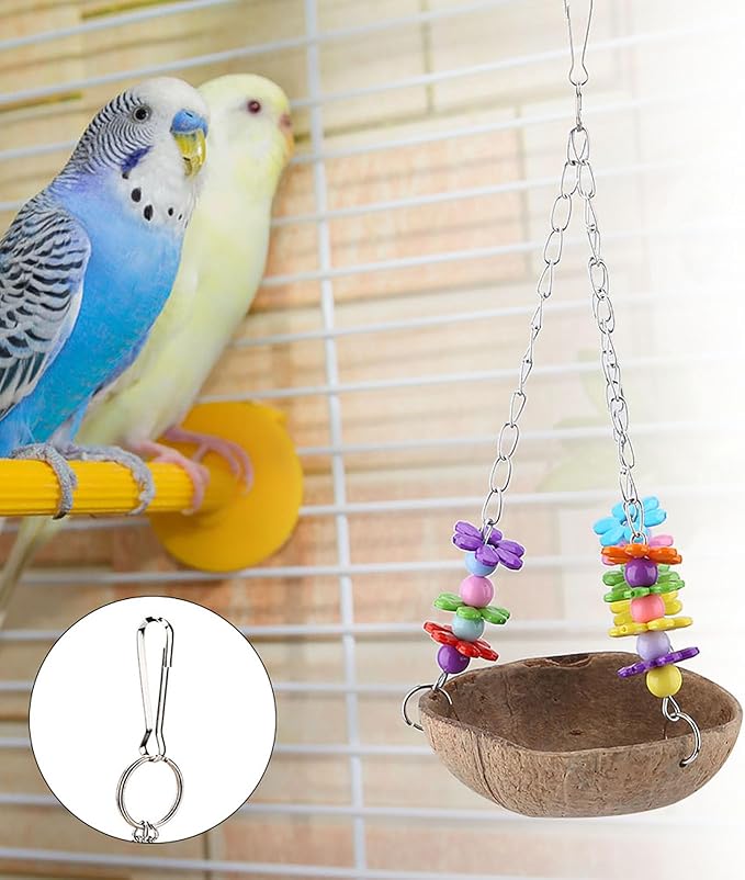 HEEPDD Bird Nest, Coconut Fiber Hanging Bed Coconut Bird Shell Breeding Nest Birdhouse Cage Swing Toys for Parrot Parakeet Lovebird Finch Canary