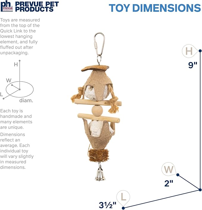 Prevue Pet Products Naturals Duchess Bird Toy - Ideal for Parrots, Conures, Cockatiels, Budgies, and Small to Medium Birds, Hanging Cage Accessories for Foraging, Climbing, and Beak Exercise