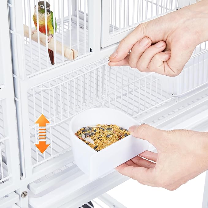 Topeakmart Divided Breeder Bird Cage for Parakeet Canary Lovebird Finch Budgie with Detachable Rolling Stand, White