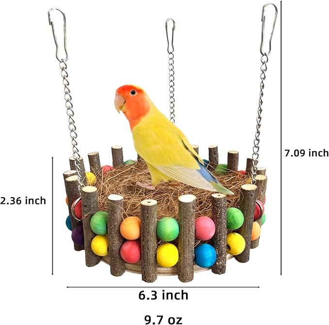 Bird Toys, Bird Perch Stand Playground for Cage, for Small-Medium Parrot, Parakeet, Budgie, Conures(nest)