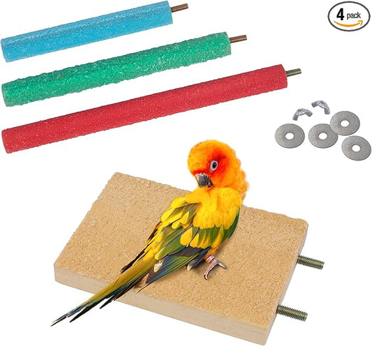 Bird Perches for Conure Stand Natural Wood Platform Bird Nail Trimming Perch Paw Grinding Stick for Parakeet Cockatiels Parrot Perch Bird Cage Accessories