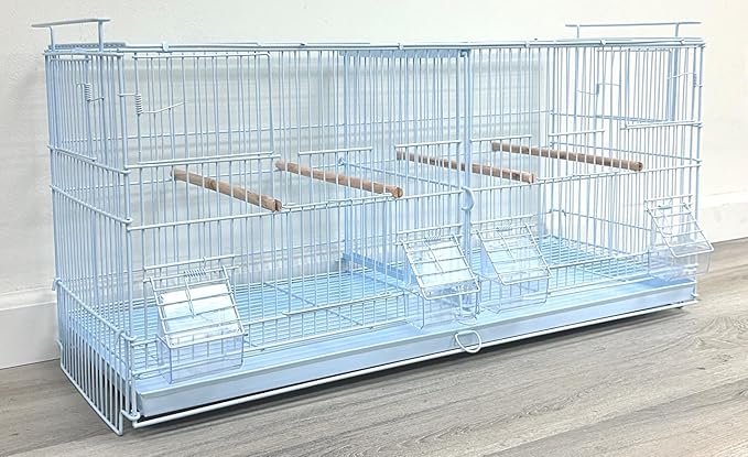 Large White Stackable Breeder Bird Flight Cage Side Breeding Nest Box Door with Center Removable Divider (White, 30"x11"x15"H Lot-4)