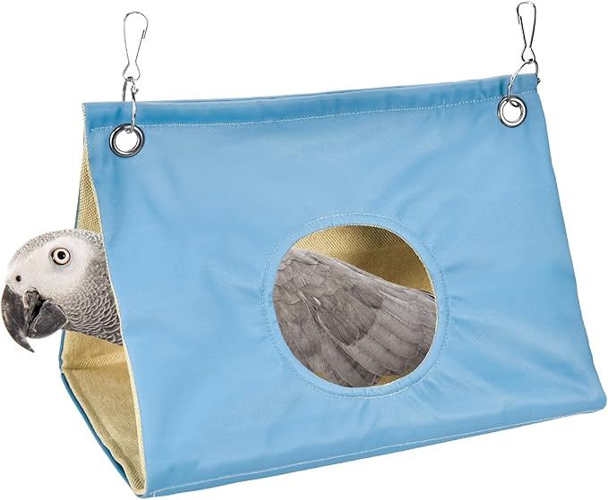 Parrot Hanging Nest House Parrot Hideaway Cave Bed Tent Cozy Snuggle Sleeping Hut Bird Hanging Hammock for Parakeets, African Grey, Cockatoo, Amazon Parrots, Cockatiels.(Blue)