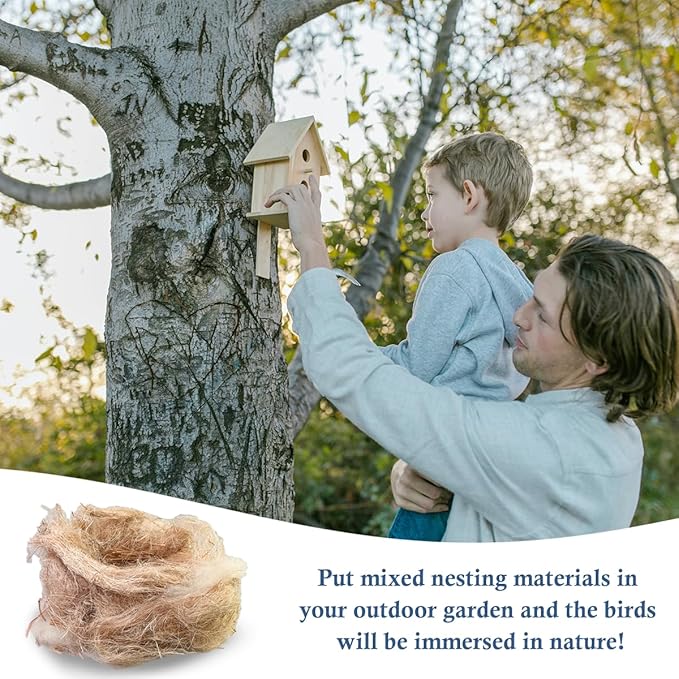 Natural Mixing Bird Nesting Materials,4 Kinds of Material Professional Ratio Matching Nesting Material Pads for Bird,Bird Nesting Material for Budgie,Parrot,Finche,Canaries,Other Birds（2.8oz/80g）