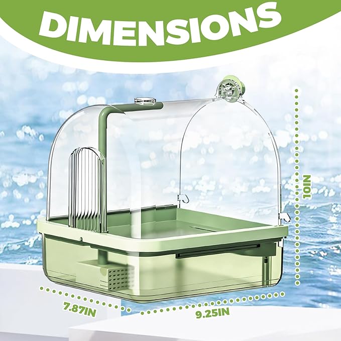 Parrot Bathtub, Bird Shower Bath, Hanging Bird Bath for Cage, Automatic Bird Bath Shower for Cage, Indoor Cage Accessories for Parakeets, Budgies, Cockatiels, Conure, Lovebird, Green A