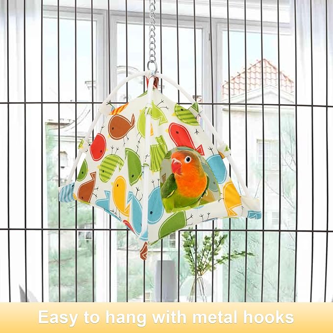 Wontee Bird Nest House Parrot Hanging Tent Snuggle Hut for Parakeets Cockatiels Conures Lovebirds (S)
