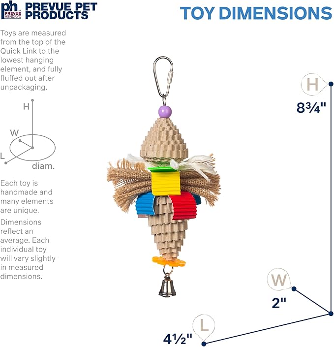 Prevue Pet Products Sound & Movement Mr. Mustache Bird Toy - Accessories for Parakeets, Conures, Cockatiels, Finches, and Small to Medium Birds, Hanging Cage Toy for Preening and Beak Exercise