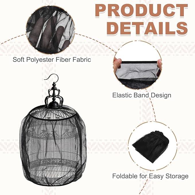 Bird Cage Seed Catcher, Bird Cage Net Cover Seeds Guard, Universal Birdcage Accessories, Black, Circumference 43.3"-59.1", Height 15.7" for Parrot Cockatiel Enclosures