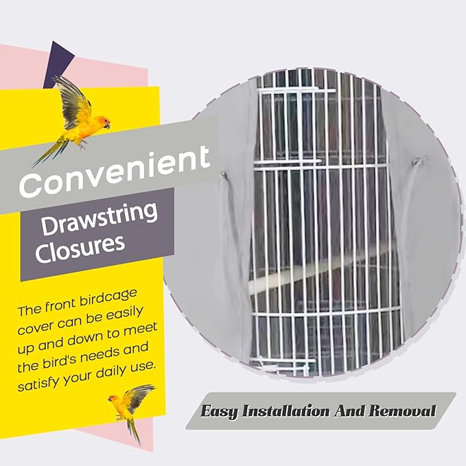 QBLEEV Round Parrot Birdcage Cover Pet Universal Blackout Cage Cover Shade Windproof Light-Proof Sleep Reduces Distractions Night Accessories Cloth Without Cage