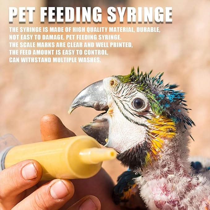 Baby Bird Feeding Syringe Set, Pet Parrot Milk Feeding Syringe with Tubes, Parrot Feeding Tubes Measuring Tools for Feeding Pets Scientific Industrial Labs… (20ml+60ml)