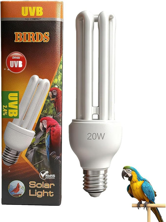 KINGYEENUO E26 UVA UVB Light Bulb for Birds 2.4 UVB 20W Compact Flourescent Lamp for All Kinds Captive Birds, Natural Sunlight Simulation Bird Parrot Light Bulb Compact UVB Lamp Bird Cage UVB Light