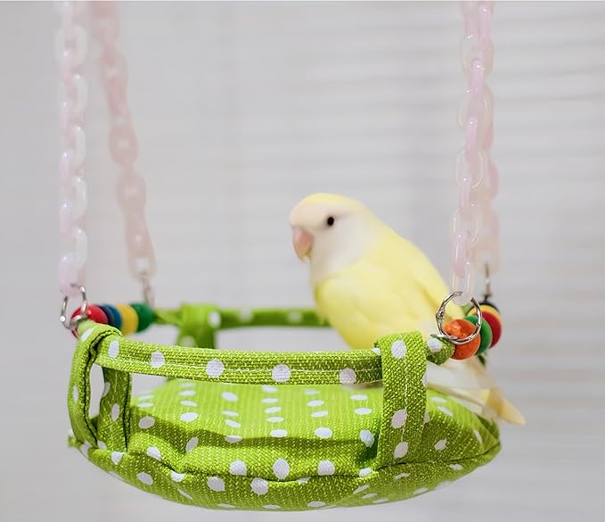 Bird Nest for Cage Parakeets Sleeping Bed Hanging Bird Hammock Parrot Bed Nest Wooden Perch Stand Swing for Conure, Budgie, Lovebird, Finch, Small Pets-Round
