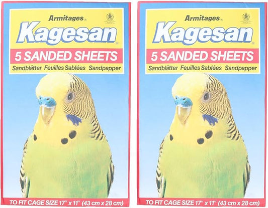 AB Tools 10 Sanded Sheets Sandpaper Cage Lining Budgies Caged Birds 28x43cm