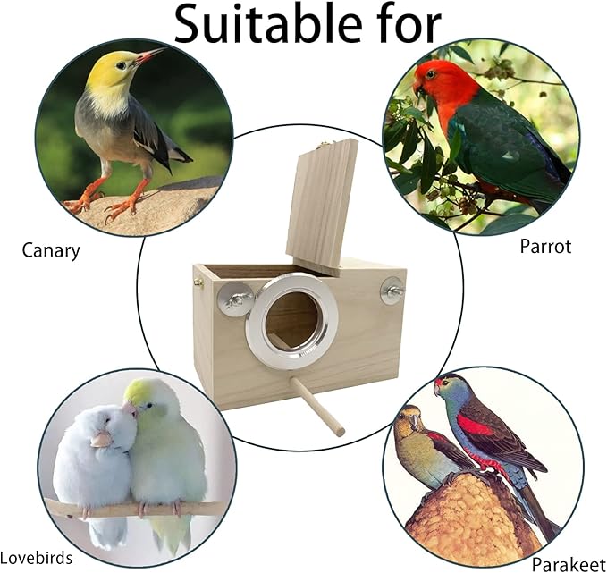 Parakeet Breeding Box Birds Natural Wooden House Lovebird Nesting Mating Box 7Pcs Bird Supplies for Cockatiel Finch Canary Budgie Aviary (7.67×4.72x4.72 in)