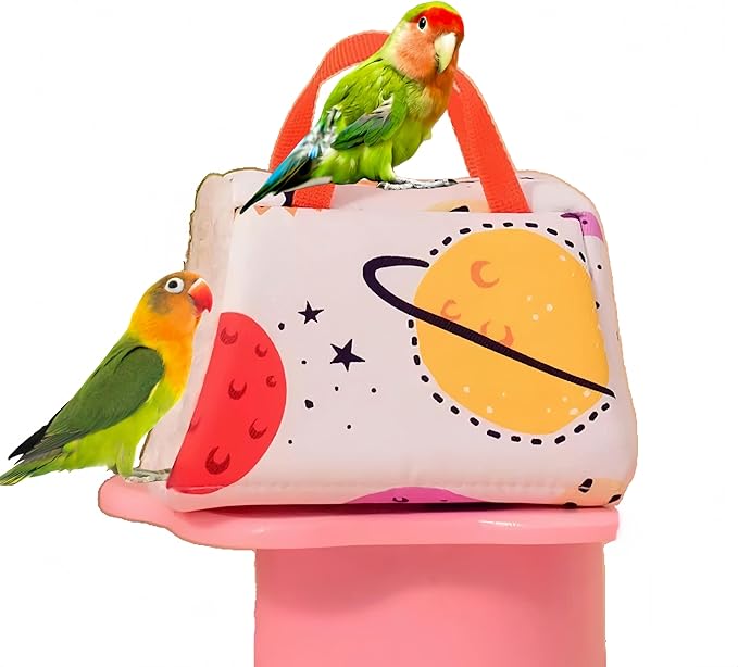 Warm Bird Nest House Plush Birds Hut Bed Hanging Hammock Sleeping Bed Bird Snuggle Cave Hanging Tent for Parrot Parakeet Cockatiel Conure African Grey Macaw-Planet