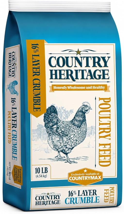 CountryMax 16% Layer Crumble Chicken Feed 10LB – Complete Nutrition for Laying Hens, Balanced Protein with Vitamins & Minerals, Poultry Feed for Egg Production