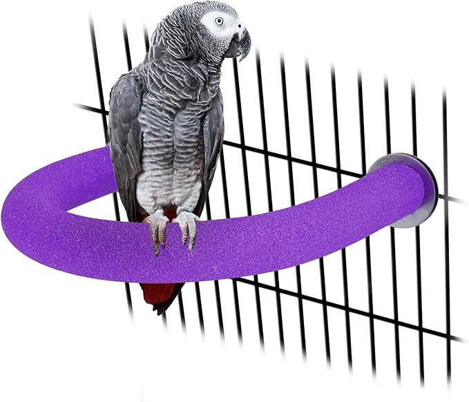 RYPET Parrot Perch Rough-surfaced - Quartz Sands Bird Cage Perches for Medium to Large Bird, U Shape Purple Large