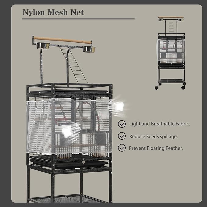51" Small Bird Cage with Stand,Parakeet Cage, Parrot cage with Parakeet Toys, Bird Cage Accessories for Lovebirds Cockatiel Conure Finch Canary Budgie