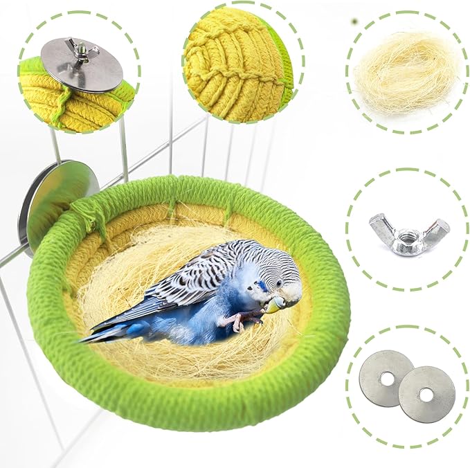 Cotton Rope Bird Nest Handmade Bird Breeding Nest Parrot Hatching Nesting for Budgie Canary Parakeet Finch Cockatiel Lovebird and Other Small Birds